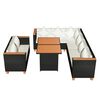 vidaXL 5 pcs conjunto lounge de jardim c/ almofad&otilde;es vime PE preto