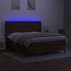 vidaXL Cama box spring c/ colch&atilde;o/LED 180x200cm tecido castanho-escuro
