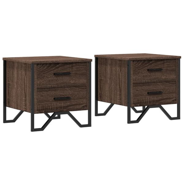 vidaXL Mesa de cabeceira 2 pcs derivados de madeira carvalho castanho
