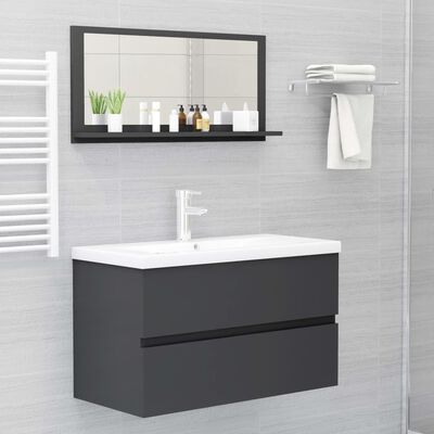 vidaXL Espelho de casa de banho 80x10,5x37 cm contraplacado cinzento