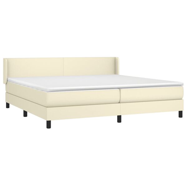 vidaXL Cama com molas/colch&atilde;o 200x200 cm couro artificial cor creme