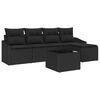 vidaXL Conjunto de Sof&aacute;s 6 unid. Preto vime PE
