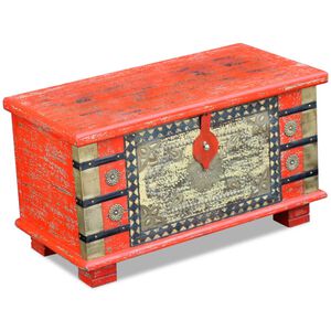 vidaXL Arca arrumos madeira de mangueira 80x40x45 cm vermelho