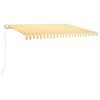 vidaXL Toldo retr&aacute;til manual 450x300 cm amarelo e branco