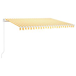 vidaXL Toldo retr&aacute;til manual 450x300 cm amarelo e branco