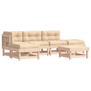 vidaXL Conjunto de Lounge de Jardim 6 unid. Castanho Encerado