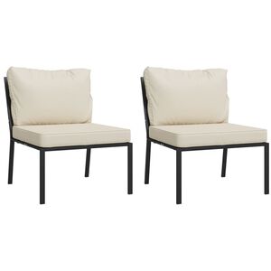 vidaXL Cadeiras de jardim c/ almofad&otilde;es cor areia 2 pcs 60x74x79cm a&ccedil;o