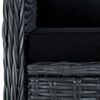 vidaXL 7 pcs conj. jantar exterior c/ almofad&otilde;es vime PE cinza-escuro