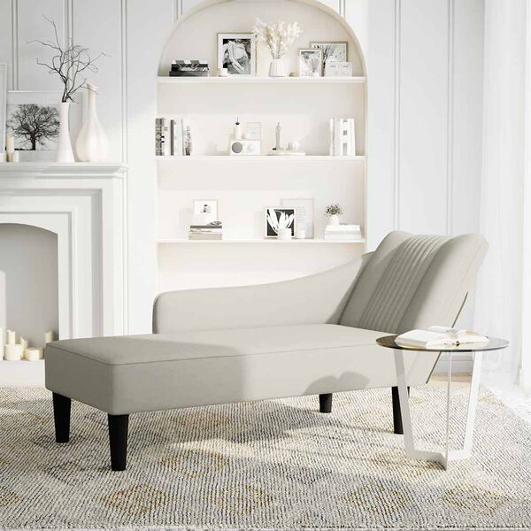 vidaXL Chaise-longue com apoio de bra&ccedil;o direito veludo creme