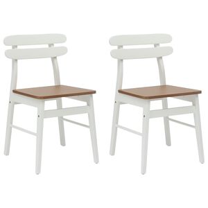 vidaXL Cadeira de jantar 2 pcs Branco e Natural