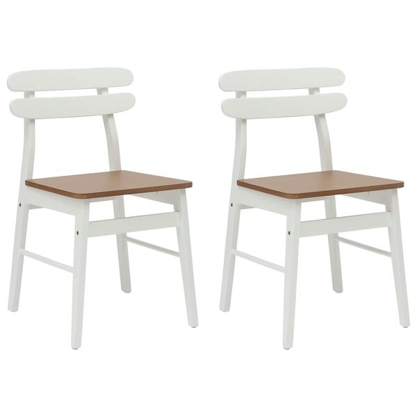 vidaXL Cadeira de jantar 2 pcs Branco e Natural
