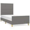 vidaXL Estrutura de cama sem colch&atilde;o 90x190 cm tecido cinzento-escuro