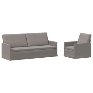vidaXL Conjunto de Sof&aacute;s 2 pcs Cinzento-acastanhado Tecido