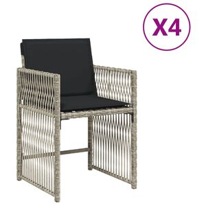 vidaXL Cadeiras de jardim com almofad&otilde;es 4 pcs vime PE cinzento-claro