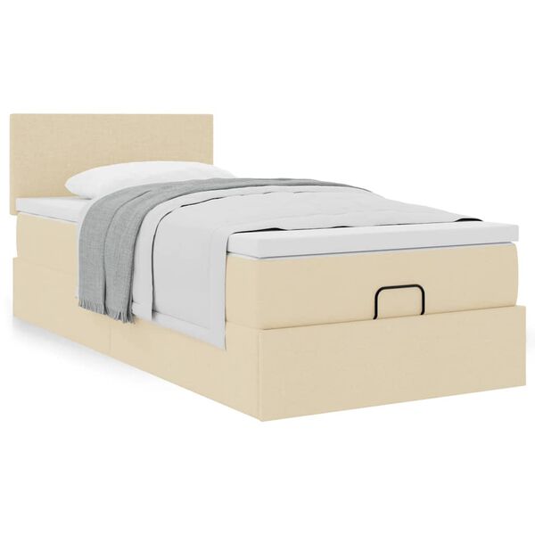 vidaXL Estrutura de cama otomana com creme de colch&atilde;o 80x200cm tecido
