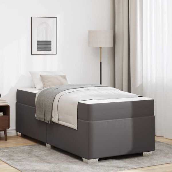 vidaXL Estrutura da Cama com colch&atilde;o Cinzeto 100 x 200 cm tecido