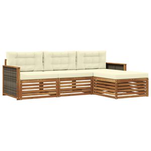 vidaXL Conjunto de Sof&aacute;s para Exterior com almofada Natural e Creme
