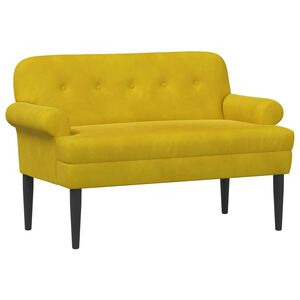 vidaXL Sof&aacute; de dois lugares com bot&atilde;o acolchoado Amarelo Veludo