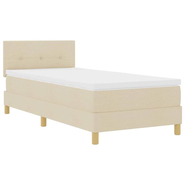 vidaXL Cama Box Spring LED com colch&atilde;o Creme 80 x 200 cm tecido