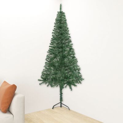 vidaXL Árvore Natal artificial de canto pré-iluminada PVC verde