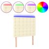 vidaXL Cabeceira de cama c/ LED 90x5x118/128cm couro artificial cr&egrave;me