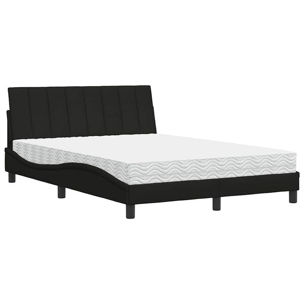 vidaXL Cama com colch&atilde;o Hanko 140x190 cm tecido preto