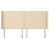 vidaXL Cabeceira de cama c/ abas tecido 183x16x118/128 cm creme