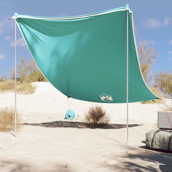 vidaXL Toldo de praia com âncoras de areia 214x236 cm verde