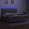 vidaXL Cama box spring colch&atilde;o/LED 200x200cm tecido cinza-acastanhado