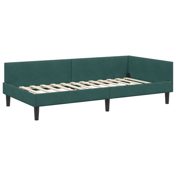 vidaXL Estrutura de Cama de Canto Verde Escuro 100 cm x 200 cm Veludo