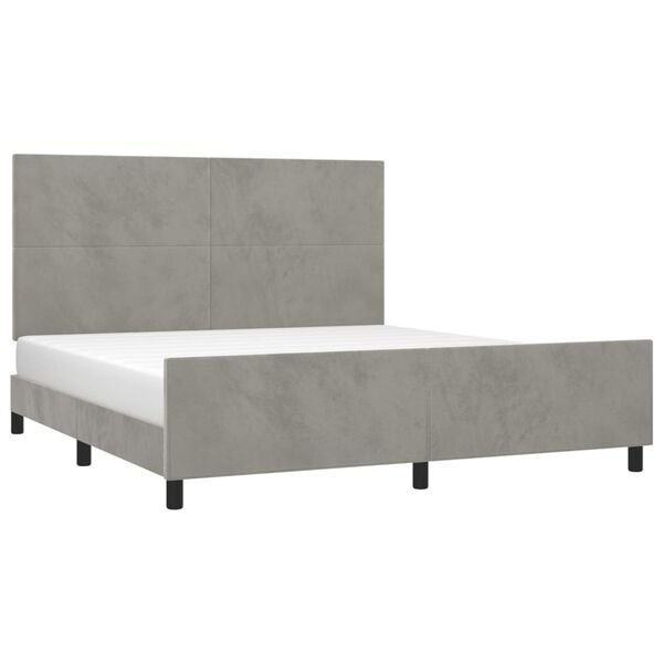 vidaXL Estrutura de cama sem colch&atilde;o 160x200 cm veludo cinzento-claro