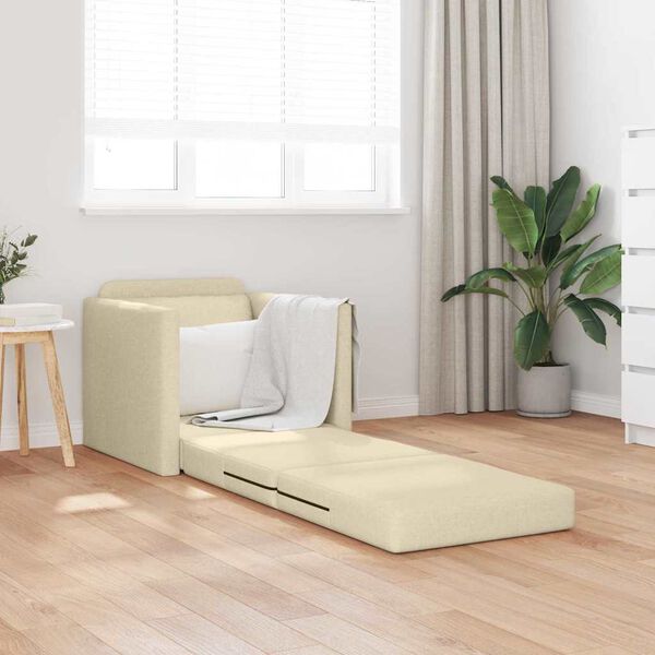 vidaXL Sof&aacute;-cama sem p&eacute;s 112x174x55 cm tecido cor creme
