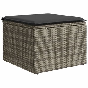 vidaXL Banco de jardim com almofad&atilde;o 55x55x37 cm vime PE cinzento
