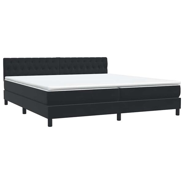 vidaXL Cama com molas/colch&atilde;o 180x210 cm veludo preto