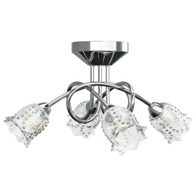 vidaXL Candeeiro de teto c/ abajures flores vidro p/ 4 lâmpadas LED G9