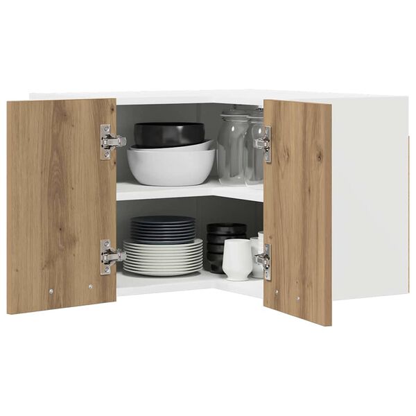 vidaXL Arm&aacute;rio suspenso Carvalho Artesanal e Branco 57 x 57 x 40 cm