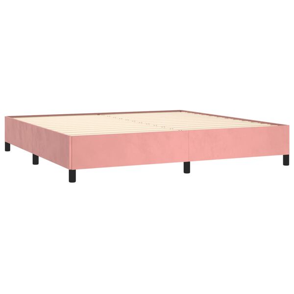 vidaXL Cama com molas/colch&atilde;o 200x200 cm veludo rosa