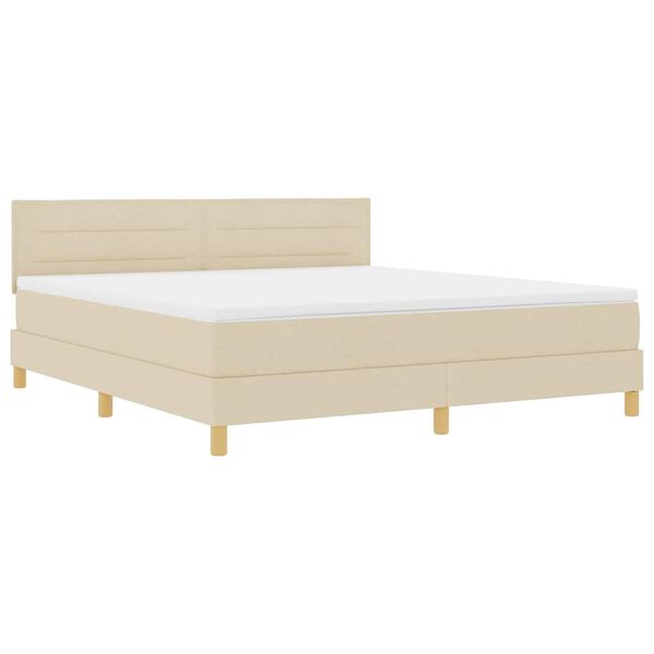 vidaXL Cama Box com almofada com cabeceira Creme 180 x 200 cm tecido