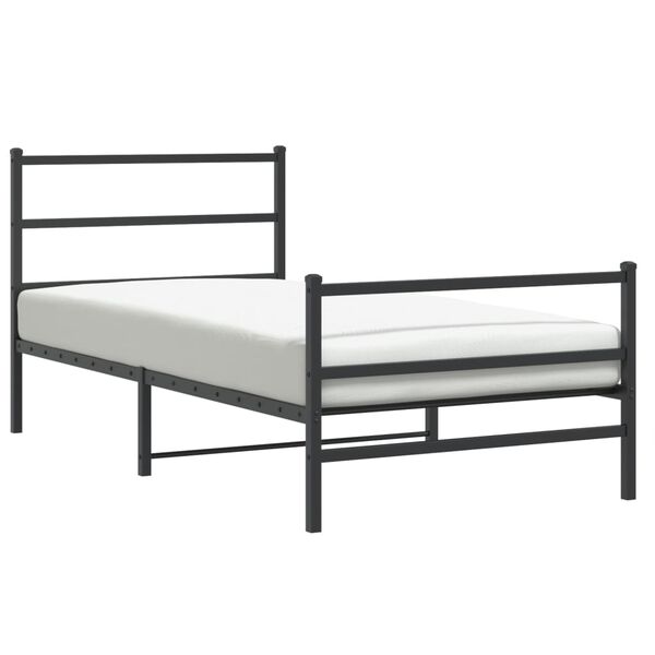 vidaXL Estrutura de cama com cabeceira e p&eacute;s 100x200 cm metal preto