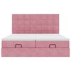moldura de cama otomana vidaXL com colch&atilde;o rosa 200x200cm Veludo