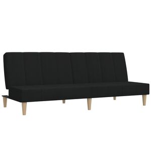 vidaXL Sof&aacute;-cama de 2 lugares tecido preto