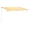 vidaXL Toldo retr&aacute;til manual com LED 450x350 cm amarelo e branco