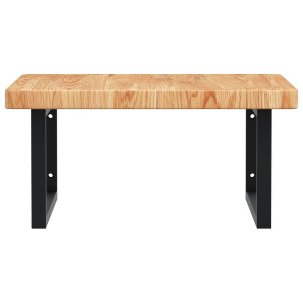 vidaXL Prateleira de parede p/ lavat&oacute;rio a&ccedil;o/madeira carvalho maci&ccedil;a