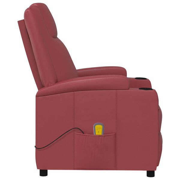 vidaXL Cadeira de massagens couro artificial vermelho tinto