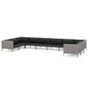 vidaXL 10pcs conj. lounge jardim c/ almofad&otilde;es vime PE cinzento-escuro