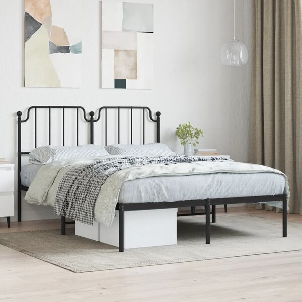 vidaXL Estrutura de cama com cabeceira 140x190 cm metal preto