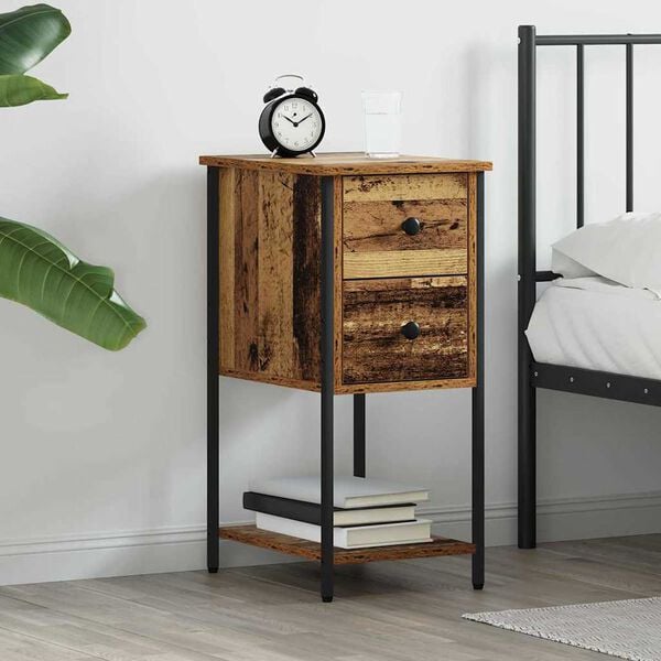 vidaXL Arm&aacute;rio de Cabeceira com gaveta Madeira antiga 32 x 42 x 70 cm