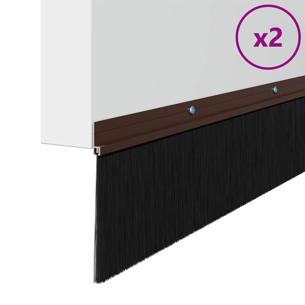 vidaXL Selos de Escovas para Porta com Parafuso 2 pcs Castanho 100 cm