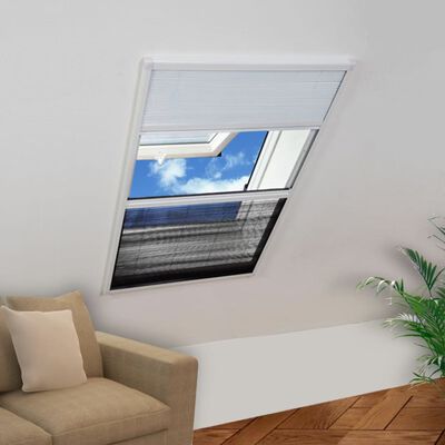 vidaXL Tela anti-insetos plissada janela quebra-luz alumínio 80x120cm