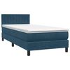 vidaXL Cama box spring c/ colch&atilde;o e LED 80x220 cm veludo azul-escuro